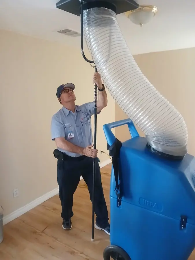 HVAC Installation technician using HEPA equipment in Stanton